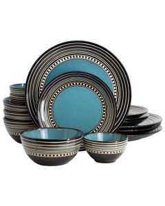 Gibson Elite Caf&eacute; Versailles 16 Piece Double Bowl Dinnerware Set - Blue